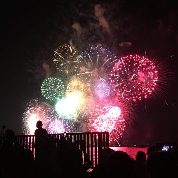 Traditional fireworks in Biwako lake