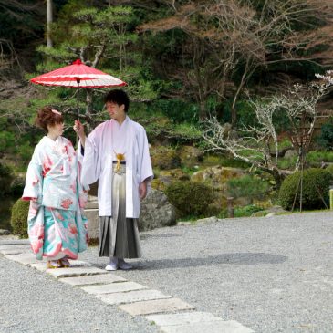 Prephoto shooting in Japanese garden, Kyoto.