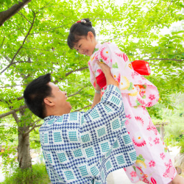 Dad and daughter in nature